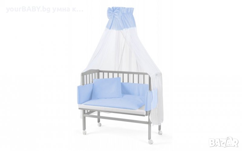 Детско Странично Легло 2в1 тип Next to Me с Матрак и Аксесоари 38 - Цвят Сиво, снимка 1