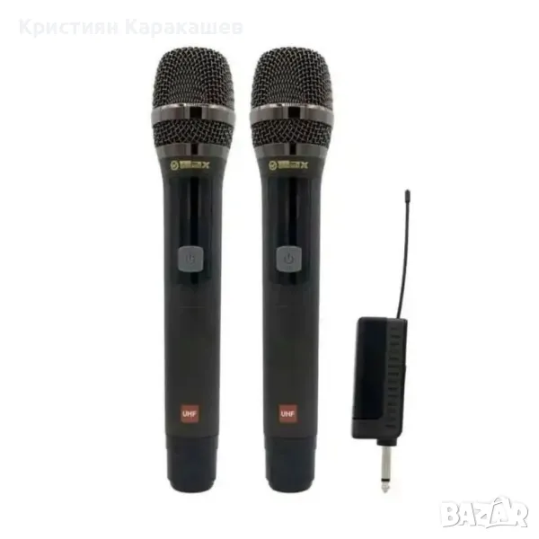 2бр. професионални микрофони безжични, Метална решетка, 6.35 мм,USB,UHF, снимка 1