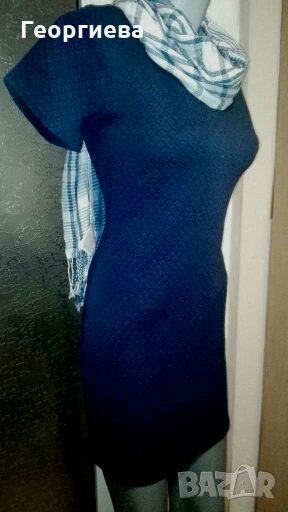 Плътна синя релефна рокля👗🍀XS,S👗🍀арт.1124, снимка 1