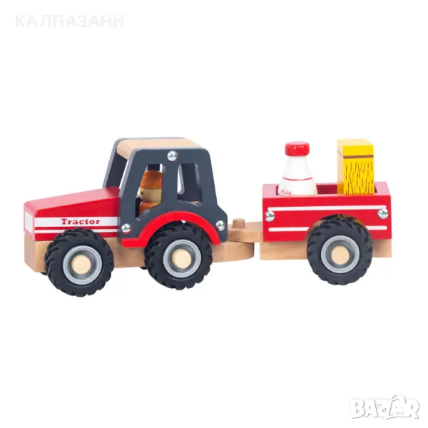 Wooden Дървен Трактор с Ремарке TL203007, снимка 1