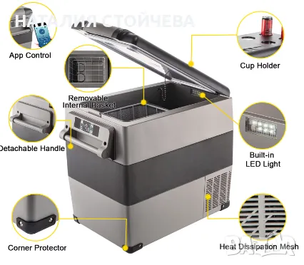 НОВ Хладилник с фризер за кола/ къмпинг 55 L от -20Сдо+4С, снимка 1
