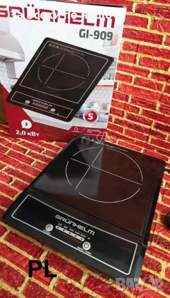 Индукционен котлон Grunhelm GI-909, 2000W, Керамична плоча, 5 нива, LED, Черен, снимка 1