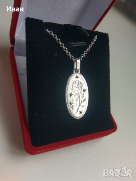 Сребърен медальон роза, снимка 1