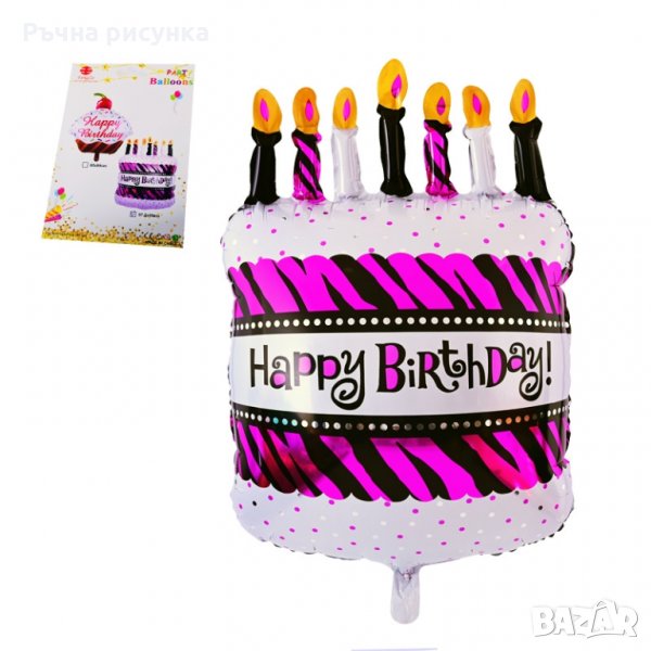 Балон торта "Happy Birthday" /фолио/, снимка 1