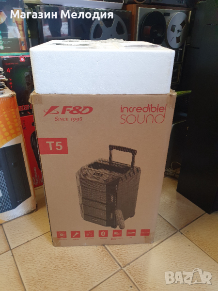 Караоке колона / Тонколона Fenda F&D T5 Trolley, 2.1, 33W, караоке, 3.5mm AUX, 6.3mm AUX, USB, FM, B, снимка 1