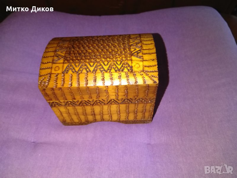 Кутия дървена пирографирана от соца 118х81х95мм, снимка 1