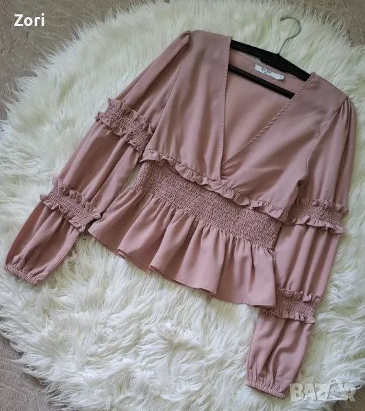 Блуза/риза в цвят пепел от рози в бохо-стил, снимка 1