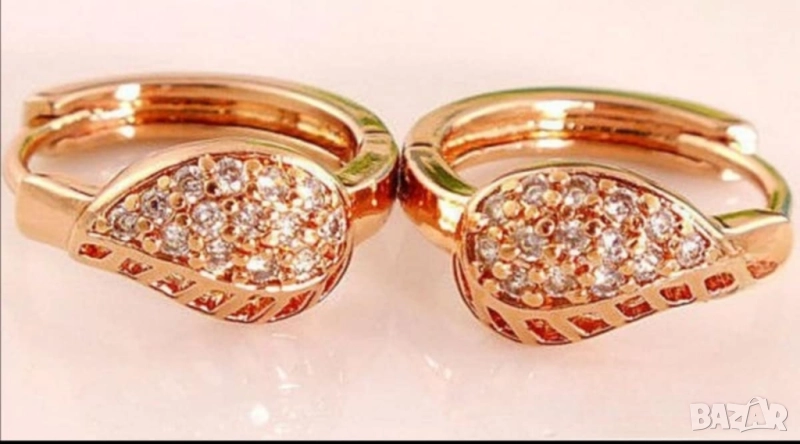 Обеци "сълза" от 14к попълнено розово злато 15 лв., снимка 1