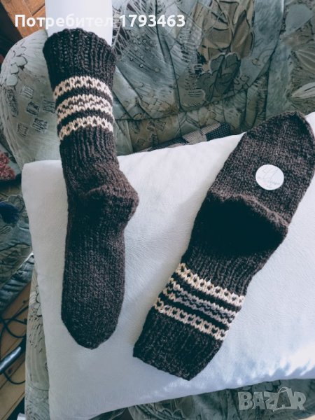Ръчно плетени мъжки чорапи от вълна размер 41, снимка 1