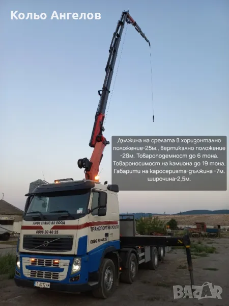 УСЛУГИ С КРАН,ТРАНСПОРТНИ УСЛУГИ , снимка 1