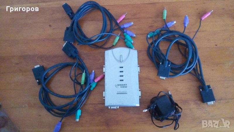 Автоматичен KVM превключвател: 1x User - 4 PCs, Аудио,VGA,1920 x 1440, Ръчно / Автоматично , снимка 1