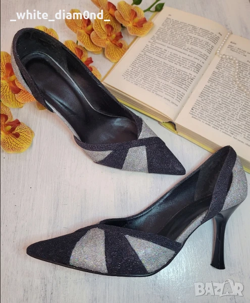 Уникални бутикови остри дамски обувки на ток номер 38 , снимка 1