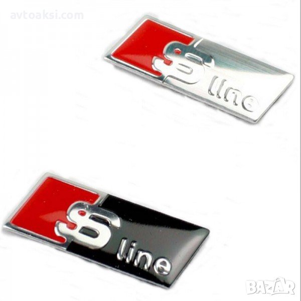 3D алуминиева Емблема SLine за волан Черна/Сива, снимка 1