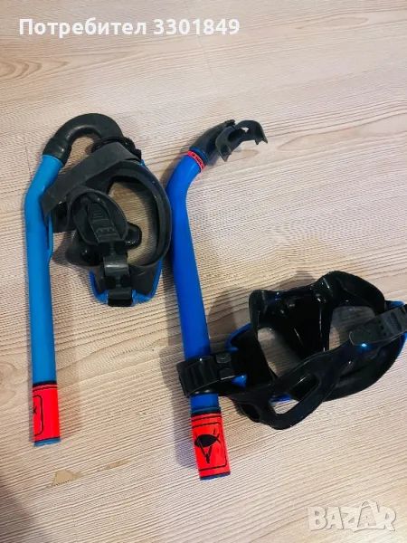 Водни очила и шнорхел, с темперирано стъкло, снимка 1