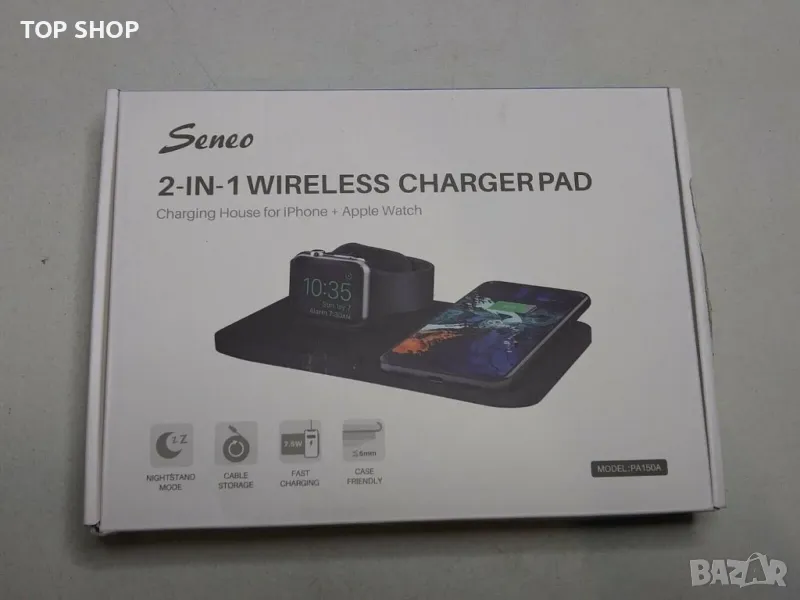 2 в 1 Безжично зарядно устройство Seneo, За iPhone и часовник Apple,  PA150A, снимка 1