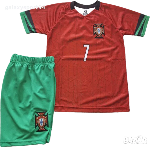 Червен Детски Екип CR7 RONALDO Португалия 2025г Комплект с шорти и анцуг 128, снимка 1