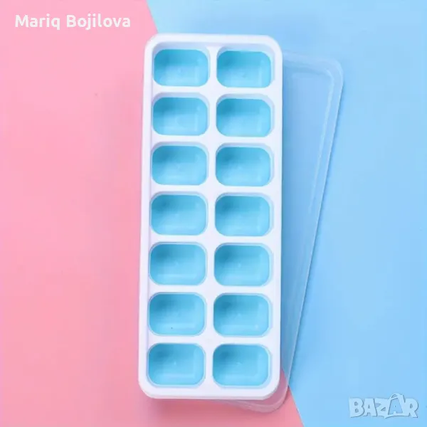 Гъвкава силиконова форма за лед с прозрачен капак, снимка 1