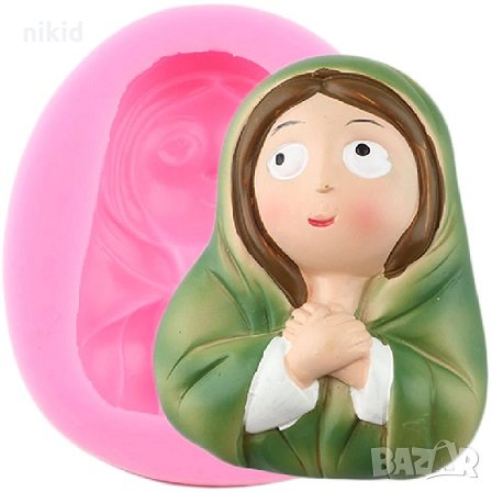 Жена със забрадка молеща силиконов молд форма фондан шоколад гипс смола, снимка 1