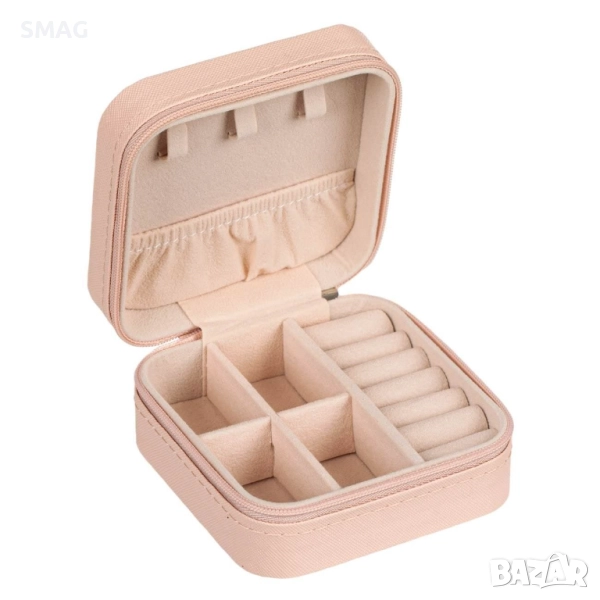 Кутия за бижута розова “Nude“ с цип 10x10x5 см_1210560, снимка 1