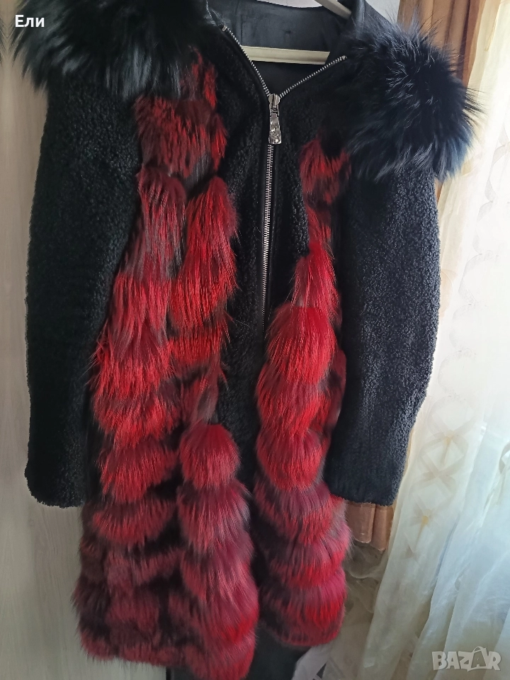 Дълго палто от лисица естествен косъм , снимка 1