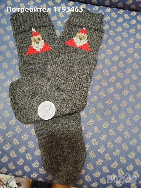 Ръчно плетени мъжки коледни чорапи размер 43, снимка 1