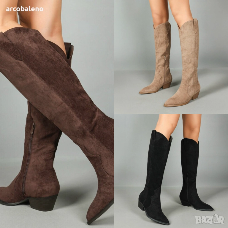Дамски уестърн и байкерски ботуши, 3цвята , снимка 1