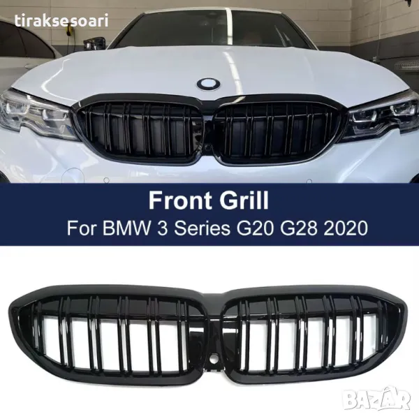 Бъбреци с двойни ребра черен лак за BMW серия 5 G20 G28 2020, снимка 1