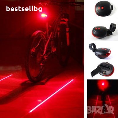 LED задни светлини за велосипед стоп червен лазер колело колоездене, снимка 1