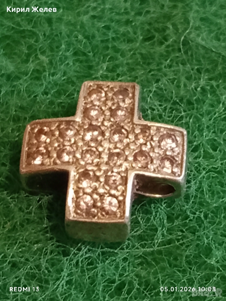 Сребърен кръст JOOP! с инкрустирани кристали Розов Турмалин ювелирна изработка 52817, снимка 1