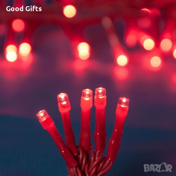 Червени коледни лампички, 100 LED, снимка 1