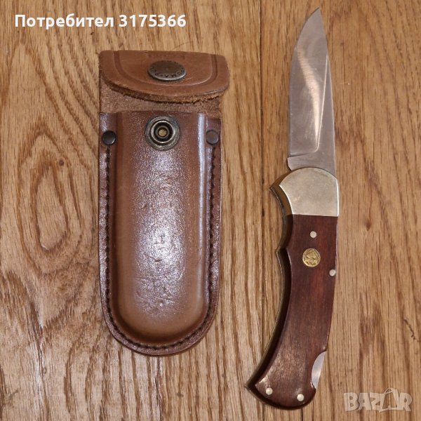Джобен колекционерски нож Пума с кожен калъф 80 години на XX век модел 4 stars wood, снимка 1