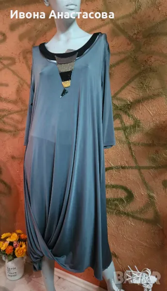 ИНТЕРЕСНА СИВА РОКЛЯ ХЛ, снимка 1