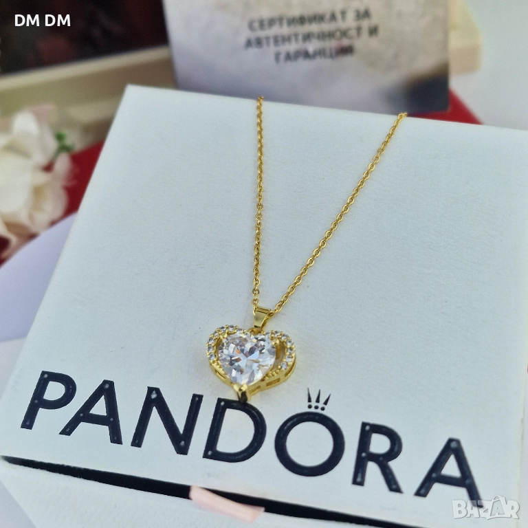 Премиум модел с 18к позлата! Колие “Crystal Queen Heart” (Gold), снимка 1