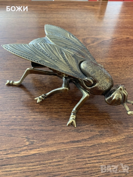 🪶 Винтидж руски месингов пепелник „Насекомо“ – СССР, колекционерска рядкост, снимка 1