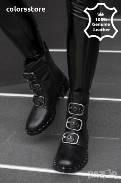 Равни боти - черна естествена кожа - 1793-63, снимка 1