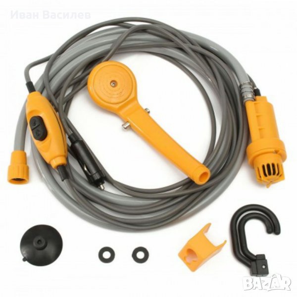 Къмпинг душ на 12v,кепмер,лека кола,тир,камион,палатка,риболов,лов,баня, снимка 1