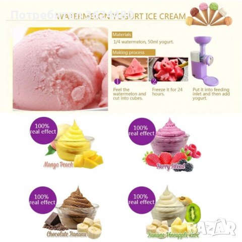 МАШИНА ЗА ДОМАШЕН И ЗДРАВОСЛОВЕН СЛАДОЛЕД ОТ ЗАМРАЗЕНИ ПЛОДОВЕ, снимка 4 - Други стоки за дома - 40027910