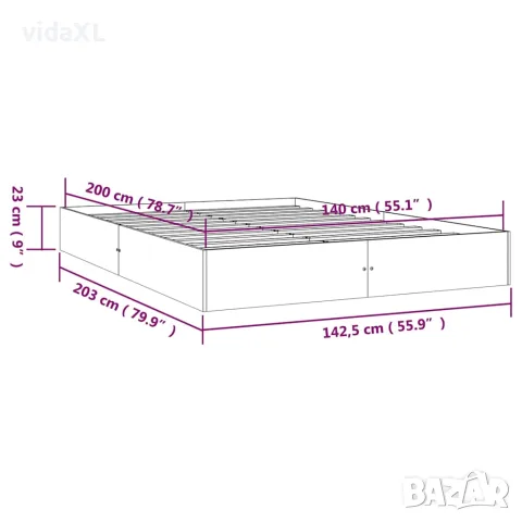 vidaXL Рамка за легло без матрак, масивна дървесина, 140x200 см, снимка 9 - Спални и легла - 56147936