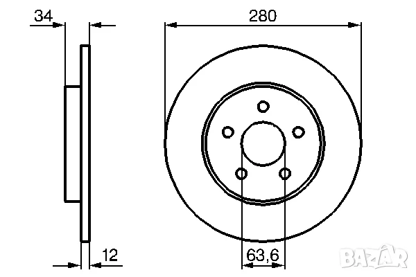 Диск спирачен заден дeсен/ляв за FORD MONDEO III;JAGUAR X-TYPE I 1.8-3.0 10.00-12.09г.№ F1041P, снимка 3 - Части - 50625490