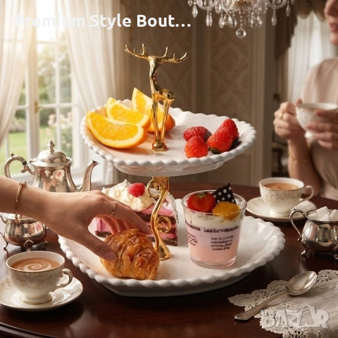 Луксозна поставка за десерти и плодове с елемент елен - 26х23см, HL-12111W, снимка 6 - Други стоки за дома - 53943059