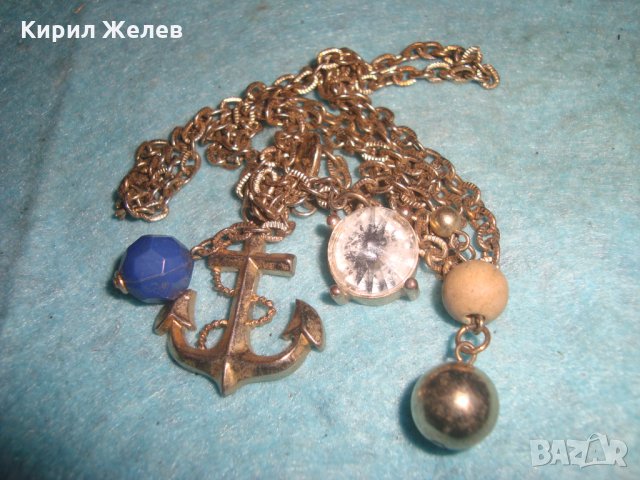 СТАРА ЗЛАТИСТА ОГЪРЛИЦА с МНОГО АРТ ФИГУРАЛНИ ВИСУЛКИ и КРИСТАЛИ 27069, снимка 5 - Колиета, медальони, синджири - 34985305