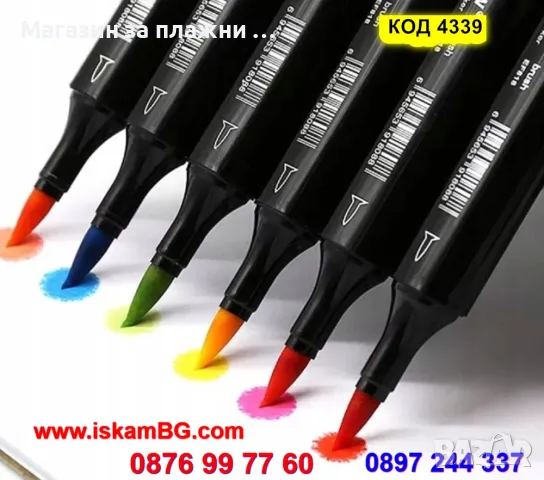 Комплект 80 броя алкохолни маркери за рисуване, оцветяване в комплект с чанта ЧИСТО НОВИ - КОД 4339, снимка 3 - Рисуване и оцветяване - 48032290