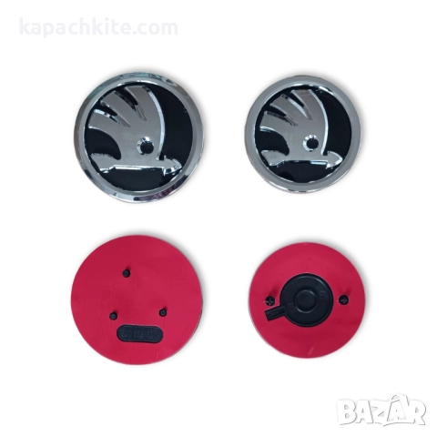 Емблема за Шкода предна 89мм и задна 79мм - Черна, Хромирана, Зелена, снимка 3 - Аксесоари и консумативи - 52656568