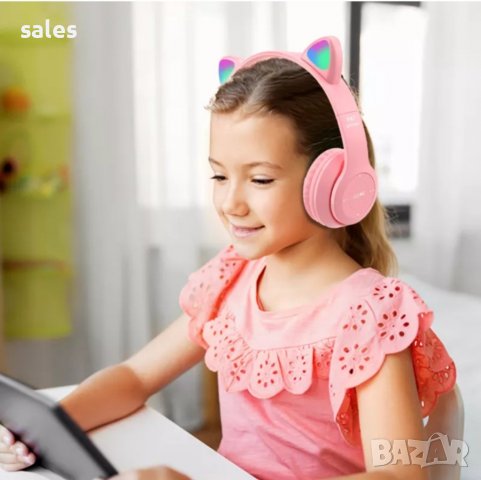 Светещи безжични слушалки с котешки уши MZ-P47, снимка 5 - Bluetooth слушалки - 37672994