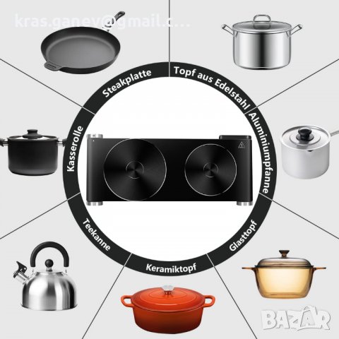CUSIMAX Hob 2 Електрически чугунен котлон 2 плочи с двоен контрол на температурата, преносим котлон , снимка 6 - Аксесоари за кухня - 38422247
