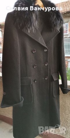 Черно палто 100 %вълна и лисица , снимка 4 - Палта, манта - 39057425