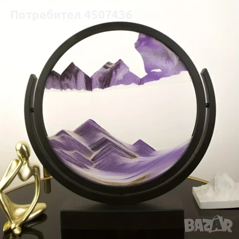 Стъклен пясъчен арт-Свободно стояща динамична 3D картина с движещ се пясък, декорация за дома и офис, снимка 6 - Декорация за дома - 50797632