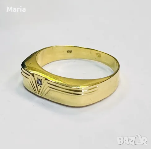 Пръстен жълто злато и брилянт Unisex, снимка 14 - Пръстени - 49970719