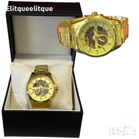 Луксозен златен часовник LEIYI с класически детайли, снимка 5 - Мъжки - 52278767