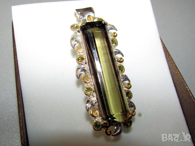 925 сребърно колие с лимонов кварц 65 карата, снимка 3 - Колиета, медальони, синджири - 54053456